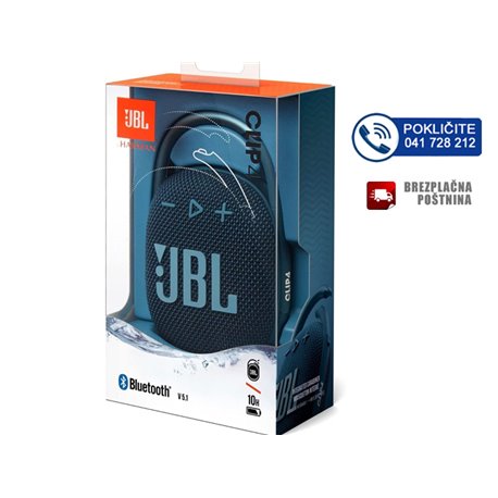Prenosni zvočnik JBL Clip 4 Bluetooth, moder